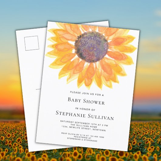 Zonnebloem Baby shower Uitnodiging Briefkaart