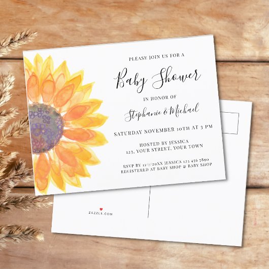 Zonnebloem Baby shower Uitnodiging Briefkaart