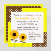 Zonnebloem Baby shower Uitnodiging - Geel & bruin (Voorkant / Achterkant)
