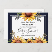 Zonnebloem Baby Shower Uitnodiging om de datum te  (Voorkant / Achterkant)
