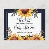 Zonnebloem Baby Shower Uitnodiging om de datum te  (Voorkant)