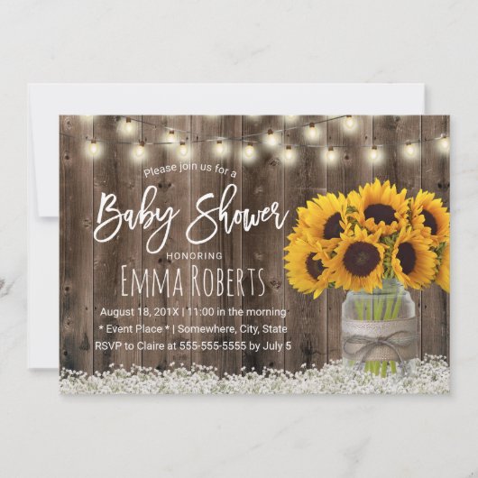 Zonnebloem Baby shower van haver Kaart (Voorkant)