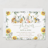 Zonnebloem Baby shower van kalkboerderijdieren Kaart (Voorkant)