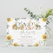 Zonnebloem Baby shower van kalkboerderijdieren Kaart (Staand voorkant)