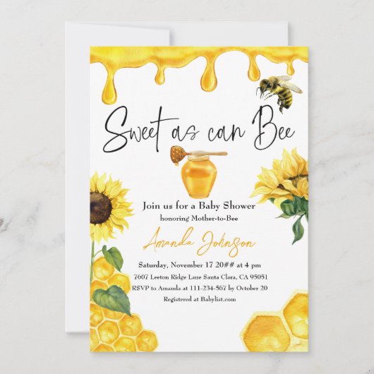 Zonnebloem Baby shower van suikerbieten Kaart (Voorkant)