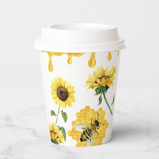 Zonnebloem Baby shower van suikerbieten Papieren Bekers (Achterkant)