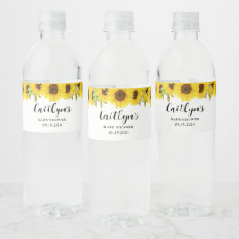 Zonnebloem Baby shower Waterfles Etiket