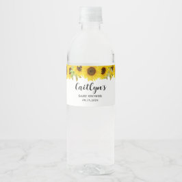 Zonnebloem Baby shower Waterfles Etiket