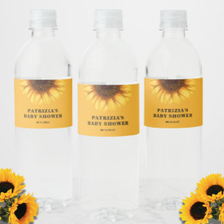 Zonnebloem Baby Shower Waterfles Etiket