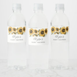 Zonnebloem Baby shower Waterfles Etiket
