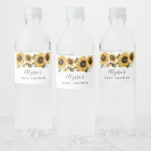 Zonnebloem Baby shower Waterfles Etiket