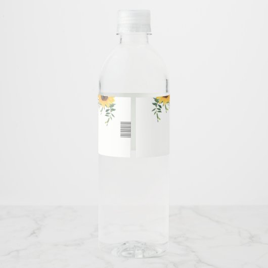 Zonnebloem Baby shower Waterfles Etiket Set (Achterkant)