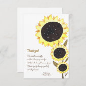 Zonnebloem Baby shower waterverf Hartelijk dank Bedankkaart (Voorkant / Achterkant)