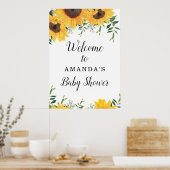 Zonnebloem Baby shower Welkom Poster (Keuken)