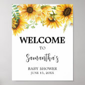 Zonnebloem Baby shower Welkom Poster (Voorkant)
