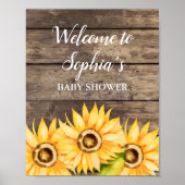 Zonnebloem Baby shower Welkom Poster (Voorkant)