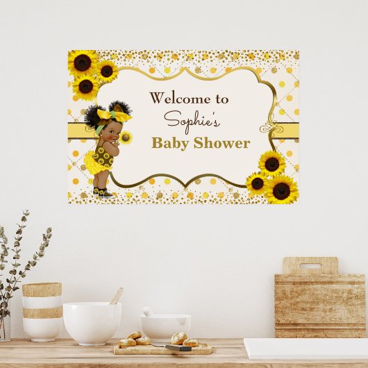 Zonnebloem baby shower-welkomstteken poster (Keuken)