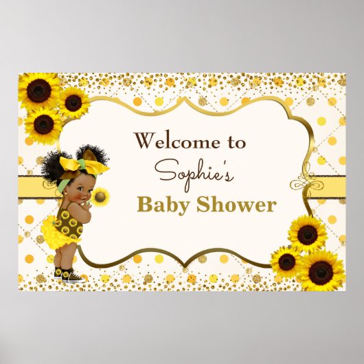 Zonnebloem baby shower-welkomstteken poster (Voorkant)