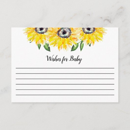 Zonnebloem Baby shower Wensen voor Baby Rustic Informatiekaartje (Voorkant)