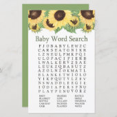Zonnebloem Baby shower Word Search Game (Voorkant / Achterkant)