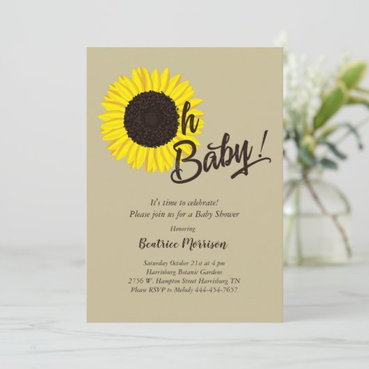 Zonnebloem Baby shower Zomer Kaart (Staand voorkant)