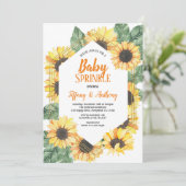 Zonnebloem Baby Sprinkle Invitation Kaart (Staand voorkant)