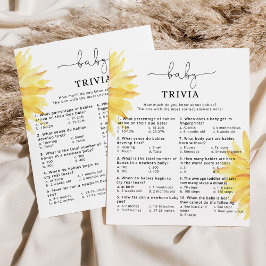 Zonnebloem Baby trivia baby shower