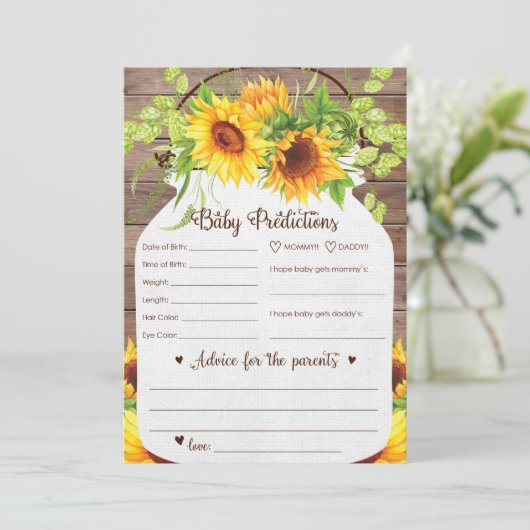 Zonnebloem Baby voorspellingen en advies Kaart (Staand voorkant)