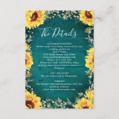 Zonnebloem baby's adem grens Blauwgroen bruiloft d Informatiekaartje (Voorkant)