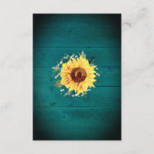 Zonnebloem baby's adem grens Blauwgroen bruiloft d Informatiekaartje (Achterkant)