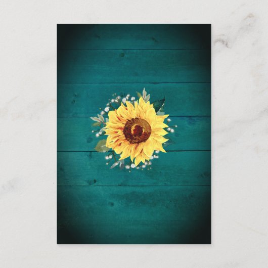 Zonnebloem baby's adem grens Blauwgroen bruiloft d Informatiekaartje (Achterkant)