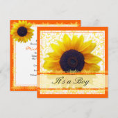 Zonnebloem Babyshower Uitnodiging (Voorkant / Achterkant)