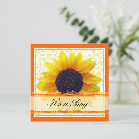 Zonnebloem Babyshower Uitnodiging (Staand voorkant)