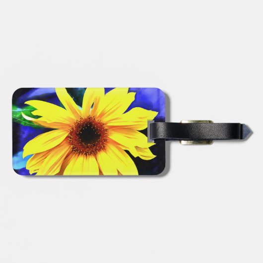 Zonnebloem Bagagelabel met lederriem (Achterkant horizontaal)