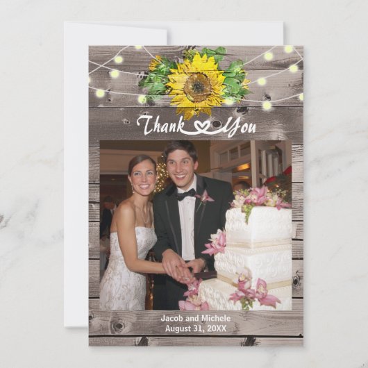 Zonnebloem Barn Wood Hartelijk dank Bedankkaart (Voorkant)