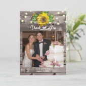 Zonnebloem Barn Wood Hartelijk dank Bedankkaart (Staand voorkant)