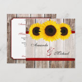 Zonnebloem Barn Wood Rood Bindlon Wedding Invitati Kaart (Voorkant / Achterkant)