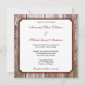 Zonnebloem Barn Wood Rood Bindlon Wedding Invitati Kaart (Achterkant)