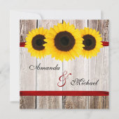 Zonnebloem Barn Wood Rood Bindlon Wedding Invitati Kaart (Voorkant)