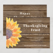 Zonnebloem Barn Wood Thanksgiving Binnenuitnodigin Kaart (Voorkant / Achterkant)