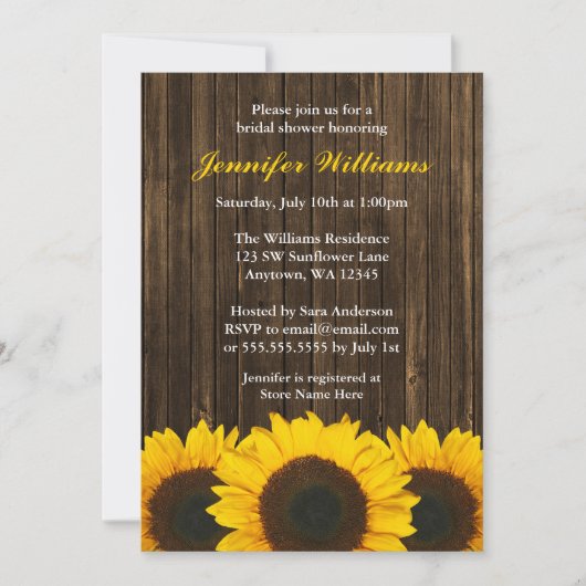 Zonnebloem Barn Wood Vrijgezellenfeest Kaart (Voorkant)