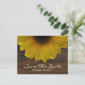 Zonnebloem & Barnwood Herfst Save The Date Briefka Aankondigingskaart (Staand voorkant)