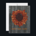 Zonnebloem & Barnwood Save The Date Aankondiging<br><div class="desc">Trouw Save The Date Aankondigingen met een achtergrond van barnwood op voor- en achterkant.  Voorzijde toont zonnebloem die lijkt te zijn geschilderd op barnwood.  Personaliseer de tekst op voor- en achterkant.  Zoek naar bijpassende uitnodigingen bij Jill's Paperie. 



  


com</div>