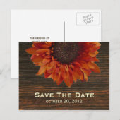 Zonnebloem & Barnwood Save The Date Briefkaart (Voorkant / Achterkant)