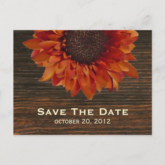 Zonnebloem & Barnwood Save The Date Briefkaart (Voorkant)