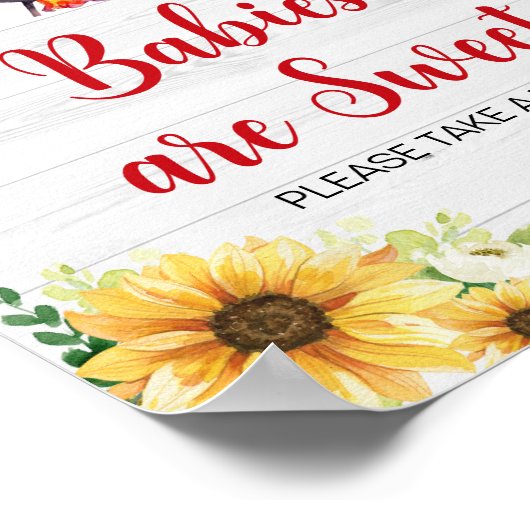 Zonnebloem BBQ Baby shower Baby's zijn zoet Poster (Hoek)