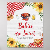 Zonnebloem BBQ Baby shower Baby's zijn zoet Poster (Voorkant)