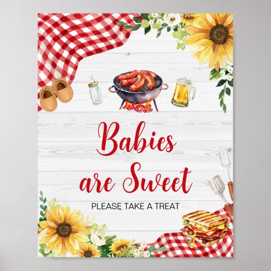 Zonnebloem BBQ Baby shower Baby's zijn zoet Poster (Voorkant)