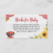 Zonnebloem BBQ Baby shower Boeken voor Baby Informatiekaartje (Voorkant)