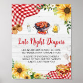 Zonnebloem BBQ Baby shower Late Night Luiers Poster (Voorkant)